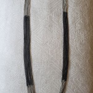 Silver and black chain necklace - mini chain